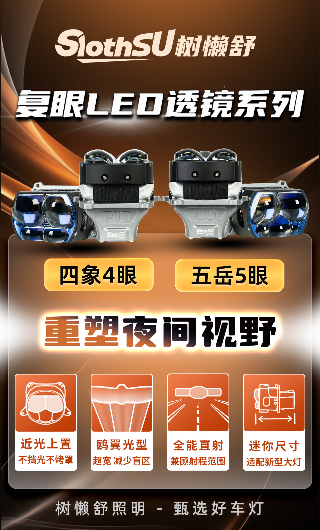 树懒舒车灯透镜产品图片，展示树懒舒汽车照明产品特点