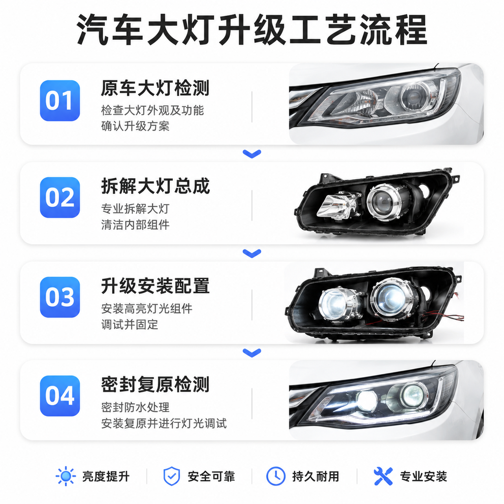 汽车大灯升级工艺流程图